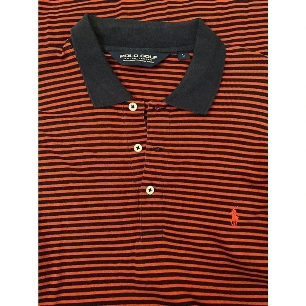 Ralph Lauren Polo Golf Stripe Shirt Mens Size L Short Sleeve Casual Button